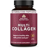 Ancient Nutrition Hydrolyzed Multi Collagen Peptides Capsules | Women &amp; Men, Vitamin C, Probiotics, Grass-fed Hydrolyzed Collagen, Supports Skin, Hair, Nails, Joints, Gut Health, 90 Count