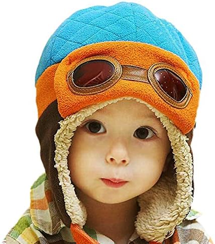 Mette Dresses Boys Hats Crochet Earflap Winter Warm Cap Hat Beanie Pilot Aviator Blue