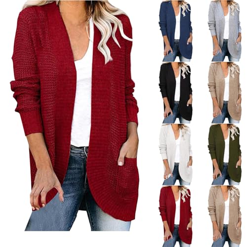 Angxiwan Cardigans for Women UK Casual Open Front Jumpers Chunky Cable Knit Cardigan Long Sleeve Knitted Jackets Longline Sweater Women