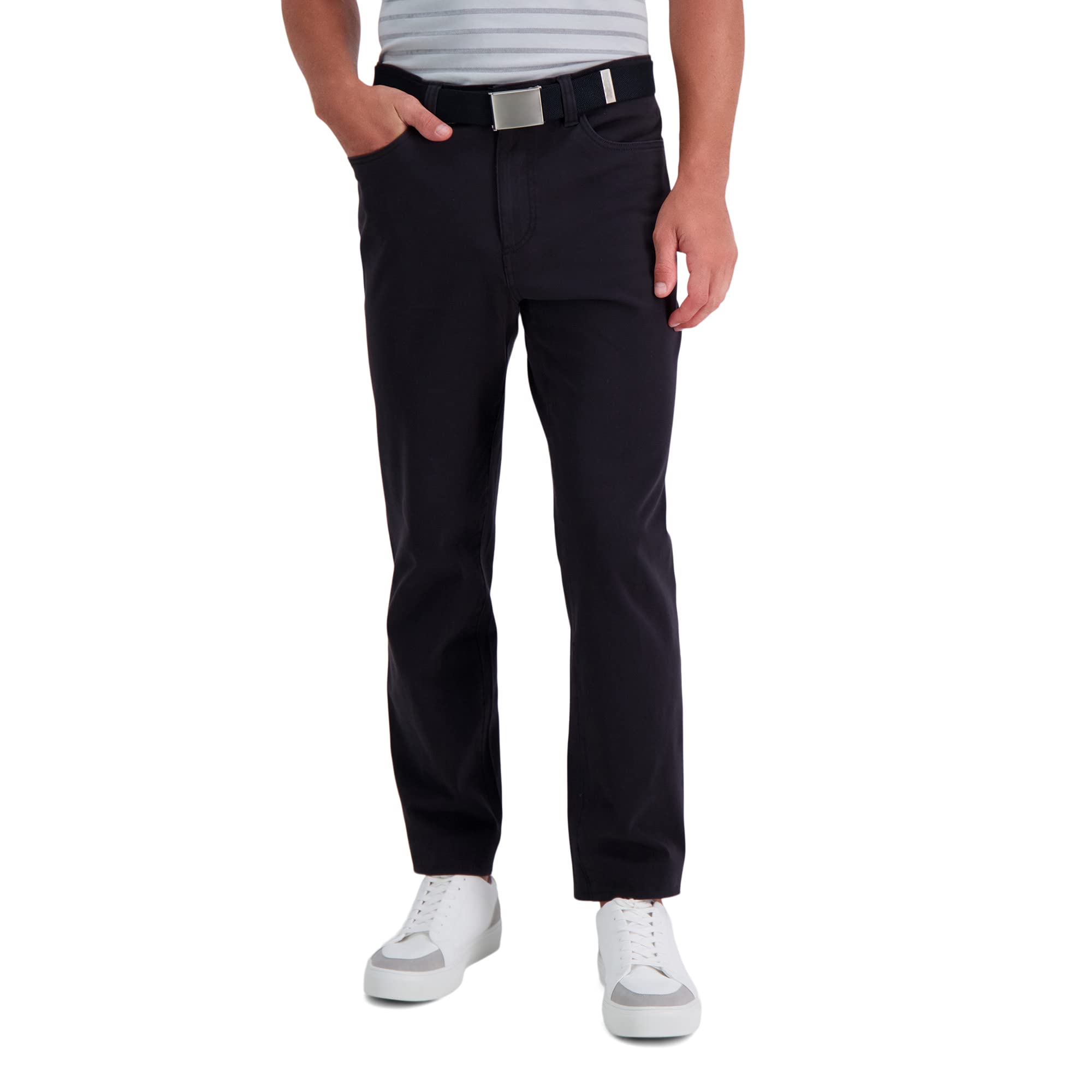 Haggar Men’s The Active Series Straight Fit Pant, Soft Black, 34 x 29