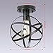 KingSo Metal Ceiling Light, 1-Light Black Globe Flush Mount Spherical Light Fixture With Cage For Headboard Porch Bedroom Kitchen Bathroom (Bulb Included)
