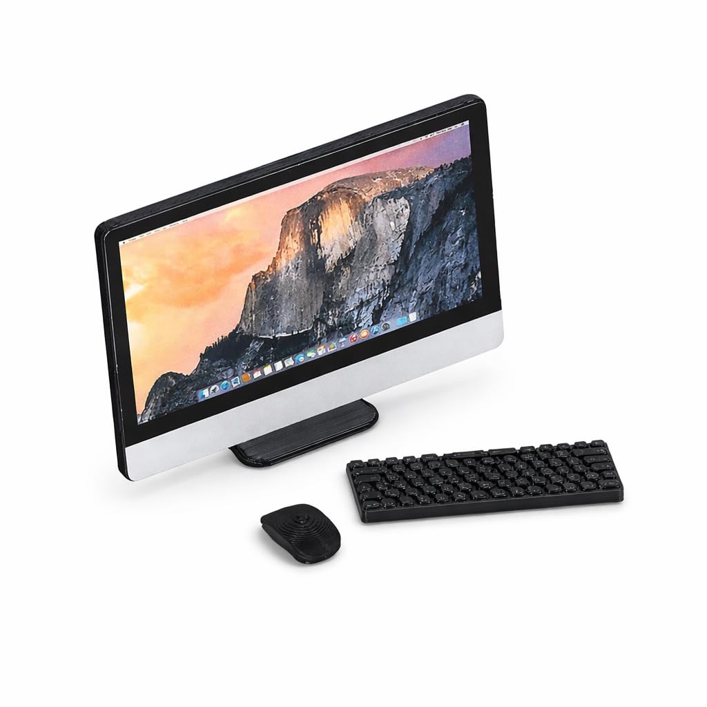 Cosblisvia 3 Pcs Dolls House Accessories Set, Toy Laptop for 1/12 Scale, Doll House Accessories Decor, Miniature Tech Kit for Study Room (Black Silver)