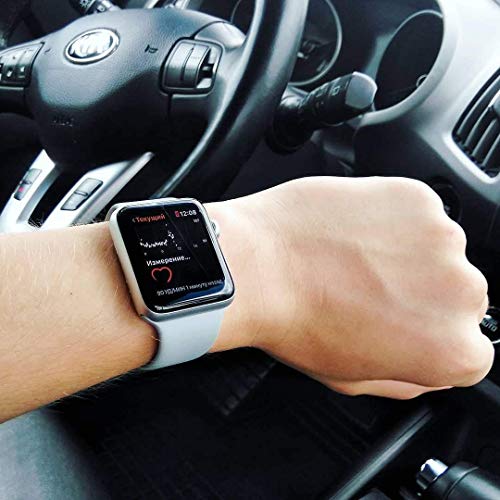VATI Sport Band Compatible for Apple Watch Band 42mm 44mm, Soft Silicone Sport Strap Replacement Bands Compatible with 2019 Apple Watch Series 5, iWatch 4/3/2/1, 42MM 44MM S/M (Fog)