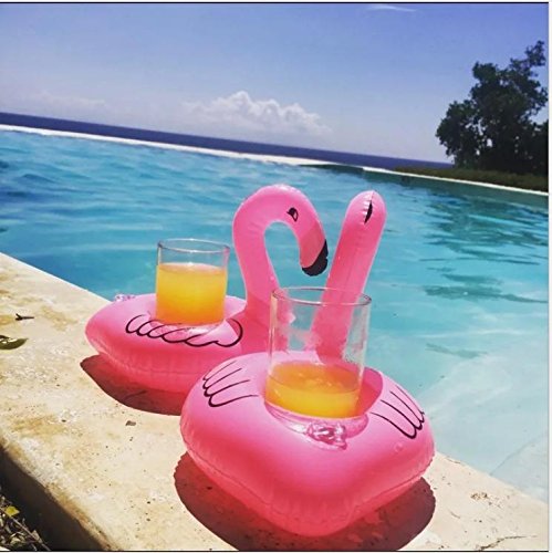 Kingswell Inflatable Drink Holder Float Coaster, 12 Pack Flamingo Inflatable Pool Party Swimming Floatation Toy for Kids and Adults- Pink - Thumbnail 4