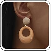 Jugielu Vintage Acrylic Circle Dangle Earrings Acrylic Red Oval Earrings Acrylic Large Circle Earrings Round Resin Ball Stud Earrings Geometric Hollow Hoop Earrings Jewelry for Women