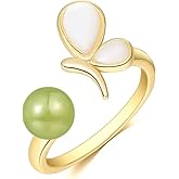 LOOYUUPEE Natural Hetian Jade Necklace Earrings Ring for Women, Green Jade & White Butterfly Charm, Good Luck Gift for Friends, Mother, Lover Her