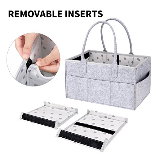 Baby Diaper Caddy Organizer,LC-dolida Nursery Storage Bin with Changeable Compartments,Felt Storage Basket for Diaper,Wipes,and Toys,Portable and Foldable Car Travel Bag-Ideal Gift for Mom Infant Boy&