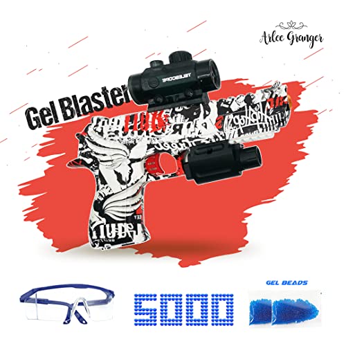 Arlee Granger Electric with Gel Ball Blaster, Eco-Friendly Splatter Ball Blaster Automatic, with 5000+ Water Beads and Goggles, for Outdoor Activities - Shooting Team Game, Ages 12+, Red Black