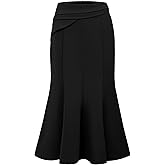Hobemty Women's Midi Mermaid Skirt Work High Elastic Waisted Fishtails Skirts