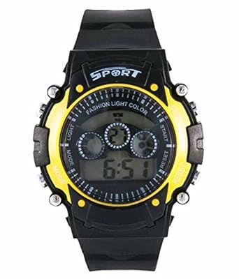 Gee Aar Impex Sports Watch Collections Boys and Girls Yellow Sport Watch With Seven Lights In Dial Round Watch
