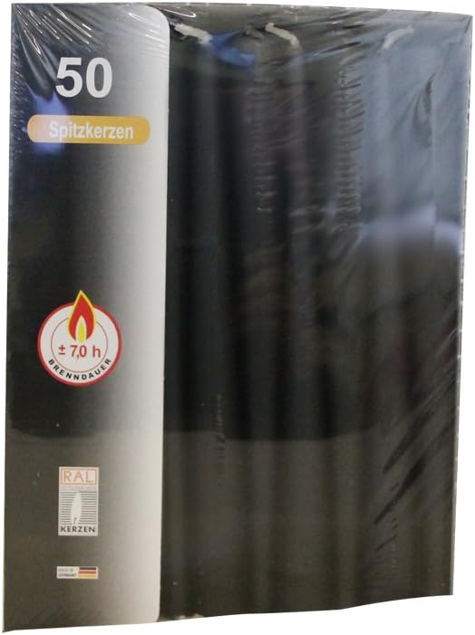 Case of 50, Black 25cm Tapered Dinner Candles. High Quality for Home/Events/Restaurant.