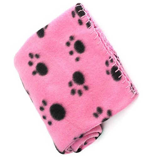 HIGHROCK Pet Dog Cat Puppy Kitten Soft Blanket Doggy Warm Bed Mat Paw Print Cushion (Pink)