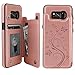 Vaburs S8 Case Wallet with Card Holder, Embossed Butterfly Premium PU Leather Double Magnetic Buttons Flip Shockproof Protective Case Cover for Samsung Galaxy S8 (Rose Gold)