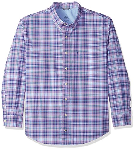 IZOD Men's Big and Tall Long Sleeve Oxford Plaid Shirt, Sheer Lilac 2X-Large