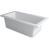 Fine Fixtures Drop In White Soaking Bathtub, Fiberglass Acrylic Material, 72"L x 36"W x 19"H