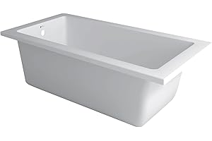 Fine Fixtures Drop In White Soaking Bathtub, Fiberglass Acrylic Material, 60"L x 32"W x 19"H