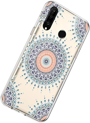 Herbests Compatible with Huawei P30 Lite Case Silicone Phone Cover Mandala Pattern Shock-Absorption Bumper Anti-Scratch Transparent Soft TPU Silicone Clear Case for Huawei P30 Lite,Flower #7