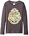 Harry Potter Big Girls' Hogwarts Long Sleeve T-Shirt with Scarf, Charcoal, Medium