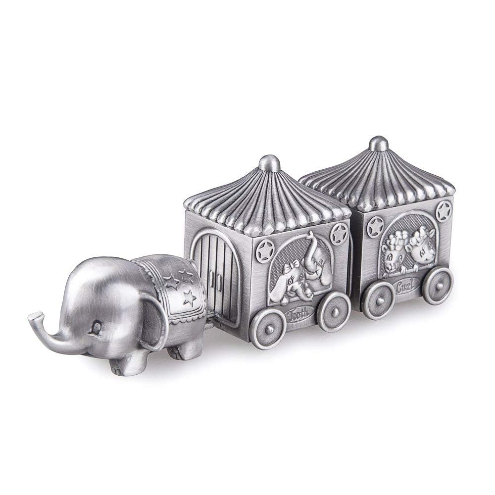 Feyarl First Curl and Tooth Elephant Keepsake Box Fairy Teeth Box for boy girls Christmas Birthday Kids Shower Christening Gift