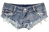 Allonly Women's Sexy Cut Off Destroyed Ripped Micro Stretch Low Rise Mini Denim Shorts Cheeky Jean Short Hot Pants As Picture US 4 Tag M 