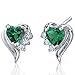 Peora Simulated Emerald Angel Wing Earrings 925 Sterling Silver, 1 Carat Total, Heart Shape 5mm, Friction Backs, Dainty Green Earrings, May Birthstone
