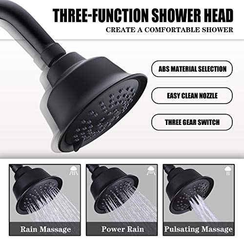 HANEBATH Matte Black Tub and Shower Faucet Set, Shower Trim Kit with Pressure Balance Valve and