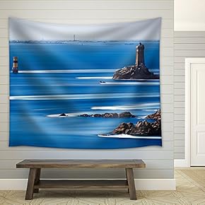 Phare De La Vieille at Point Du Raz, Brittany, France - Fabric Wall Tapestry Home Decor - 51x60 inches