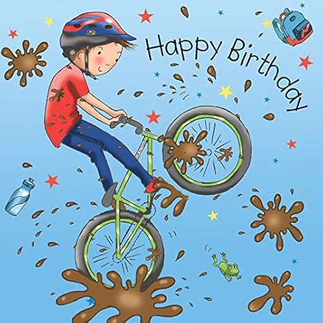 Twizler Happy Birthday Card with Mountain Bike – Boys Birthday Card