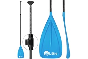 LBW Stand Up Paddle Board Paddle - 3 Pieces Adjustable Aluminium Alloy Floating SUP Paddle with Storage Bag, Portable Durable Oars