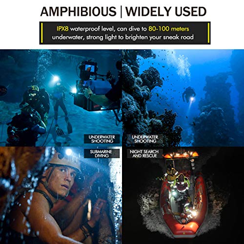 Genwiss Dive Light, Diving Flashlight Underwater Lights Scuba Diving
