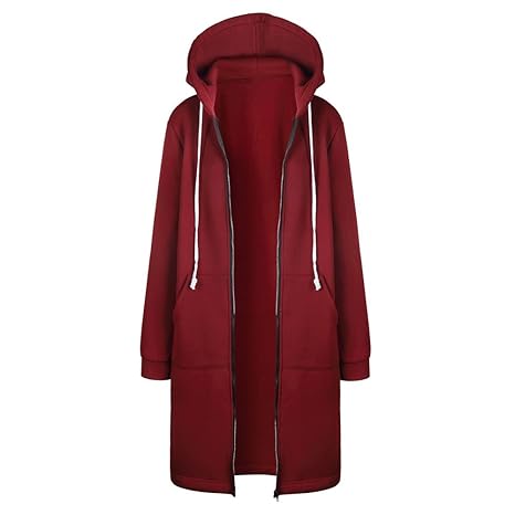 VRTUR Warm Mantel Damen Reißverschluss Öffnen Hoodies Sweatshirt Lange Jacke Oberteile Outwear Coats,S-XXXXXLs