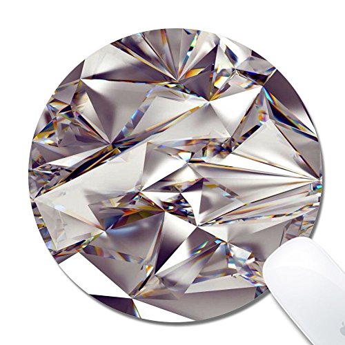 Kusa Diamond Round Mouse Pad, Crystal Diamond Pattern Design Cloth Surface Natural Rubber Mouse Pad, Customized Non-Slip Rubber Gaming Mouse Pad(8x8x0.12 Inch)