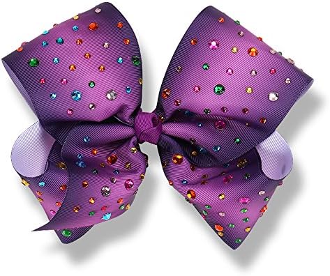 FIRSTMEET Girl Big Hair Bow Barrettes Clips Hair Bow Rhinestones 8" Extra Large Bows for Girl Accessories (FJ-1033-2)