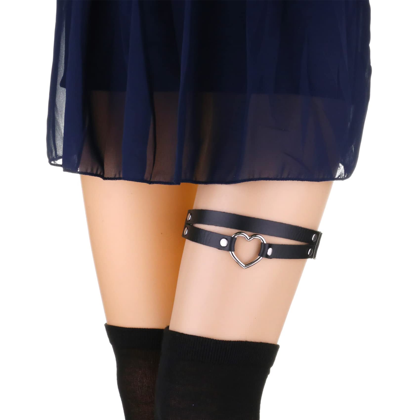 alisikee 2 x Adjustable Heart Leg Garters Elastic Thigh Garters for Women
