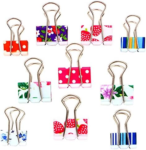 Binder Clips, Lovely Cute Printing Style Metal Paper Clips Clamps, Pack of 24