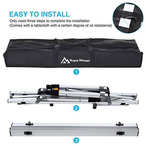 Brace Master Camping Table Folding Portable Aluminum Picnic Table with