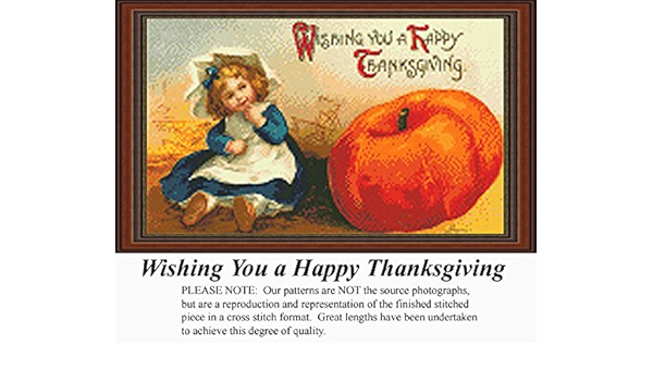 Amazon Com Wishing You A Happy Thanksgiving Vintage Counted Cross Stitch Pattern Pattern Only You Provide The Floss And Fabric Arts Crafts Sewing