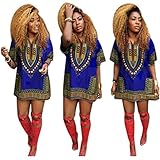 XILALU Women Summer Dress Traditional African Print Dress Casual Straight Above Knee Dresses (S)