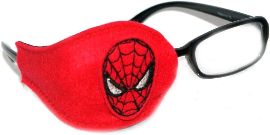 Kids and Adults Orthoptic Eye Patch For Amblyopia, Lazy Eye, Occlusion Therapy Treatment, Superhero on Red design, TO COVER RIGHT EYE, Size M (up to 32mm), Universal fit for most kids and aduls glasses frames.