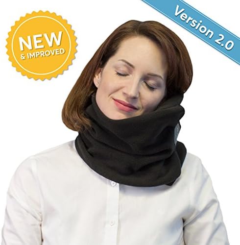 Neck Support Travel Pillow - Temperature Control Breathable Material - Cozy Soft Support Scarf Wrap - Portable Lightweight Compact for Airplanes - Travel Pillows for Airplanes (Black)
