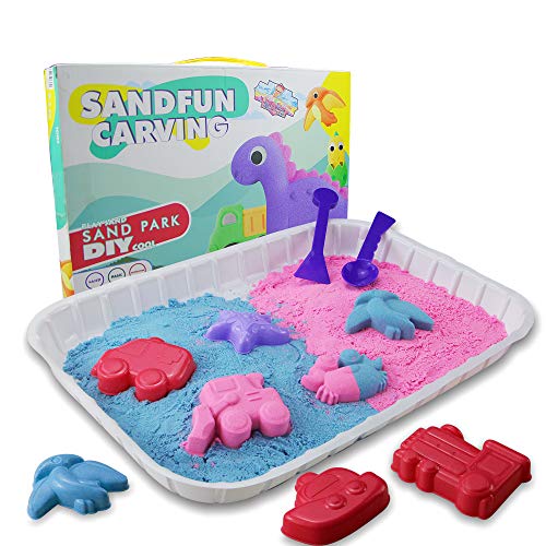 Zuzu Boom Play Sand and Sand Molds Kit, Magic Moon Sand Set, Set Including Play Sand 2pound , 17 Pcs Sand Molds and Sand Tray