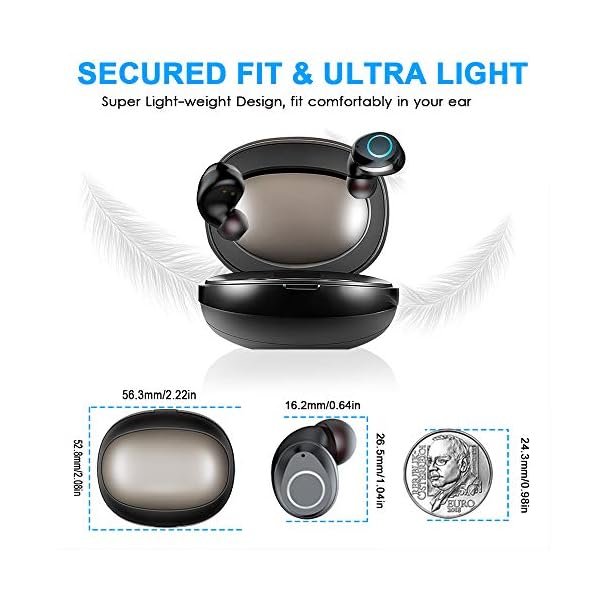 Wireless Headphones, Wireless Earbuds [Super Light] Bluetooth 5.1 Headphones with Type-C Charging Case, Wireless…