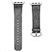 iiteeology Compatible with Apple Watch Band Women Girls, Genuine Leather Sparkly Bling Glitter iWatch Band for Apple Watch Series 4 Series 3 Series 2 Series 1 (38mm/40mm Black Band + Silver Connector)