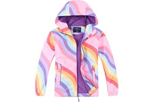 Jingle Bongala Kids Waterproof Rain Jackets Lightweight Raincoats Fleece & Knitted Lining Hooded Windbreaker for Boys Girls