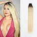 Sassina 20inch Rooted Tape in Human Hair Extensions Dark Brown to Platinum Ash Blonde, Reusable, Invisible, Seamless Double Skin Weft Tape in Hair Extensions 50 Grams 20 Pieces