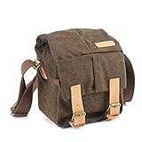 BESTEK Waterproof Canvas SLR DSLR Camera Shoulder Bag Messenger Backpack Gadget Bag with Shockproof Insert Brown