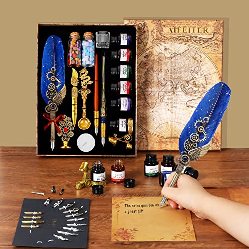 Quill Pen Ink SetFeather Calligraphy Pen and Ink Set,Includes 6