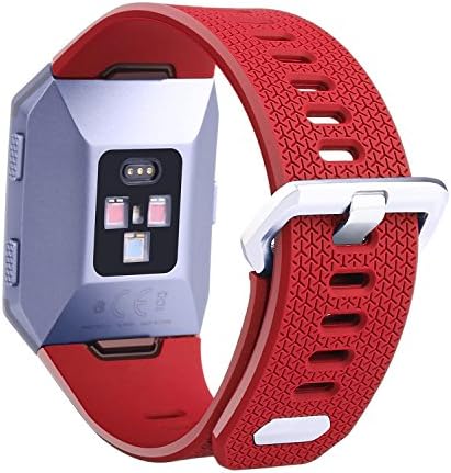 NZXFH For Fitbit Ionic Bands, Adjustable Sport Silicone Accessory Band Accessories For Fitbit ionic smartwatch fashion replacement wristband for men women (Red, Large：6.7“-8.1“)