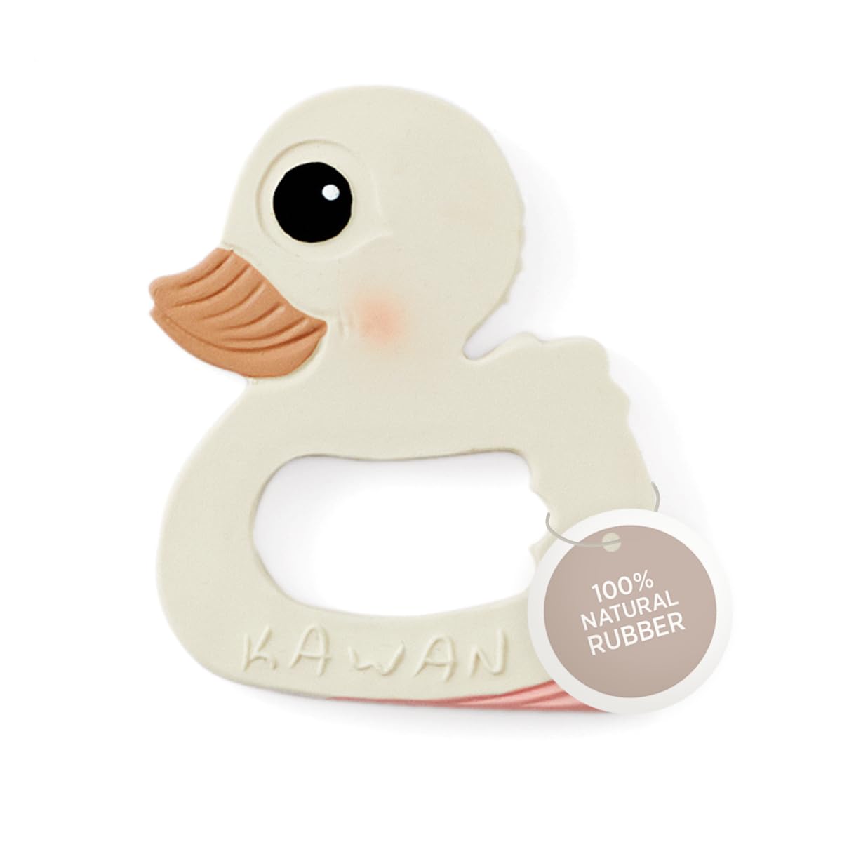 HEVEA Kawan Duck Teether for Babies - 100% Natural Rubber Soothing Teething Toy, BPA-Free & Vegan, Easy-Grip for Soothing Gums