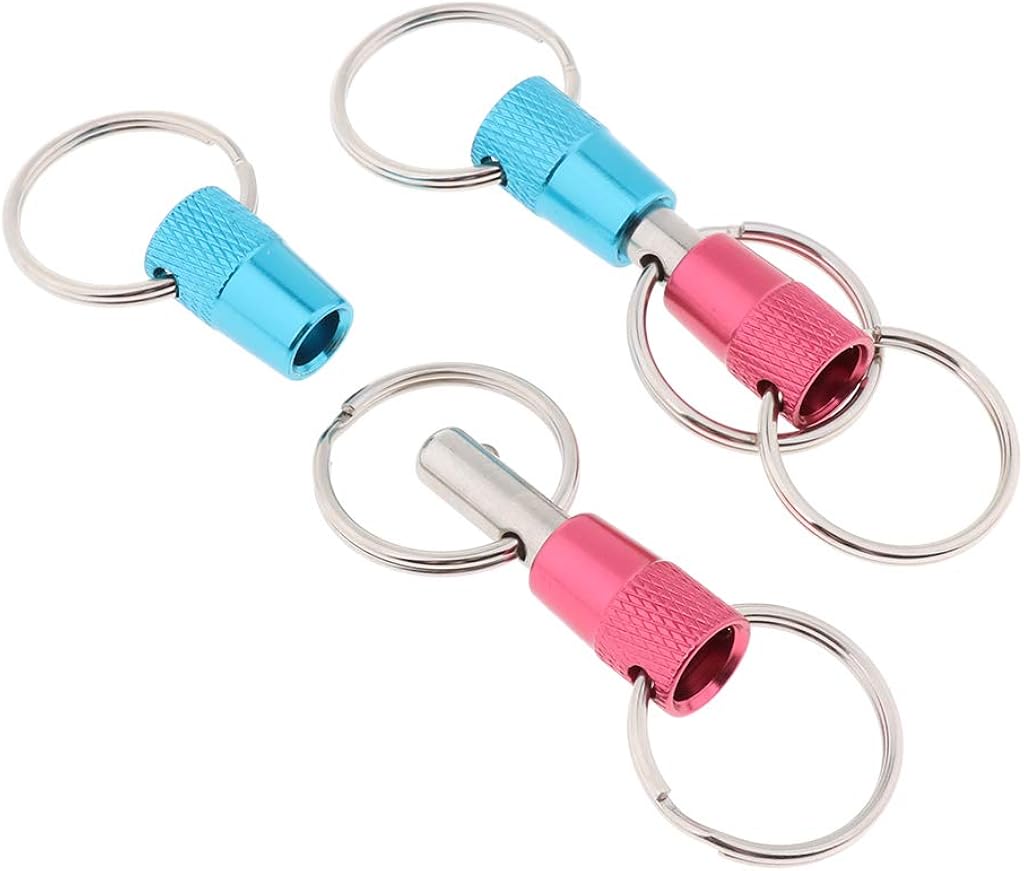 2PCS Detachable Pull Apart Key Rings Keychains with 3 Heavy Duty Split